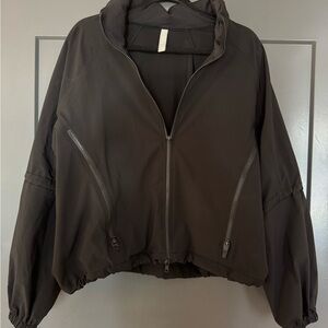 Athleta Black Zip-Front Bomber Jacket